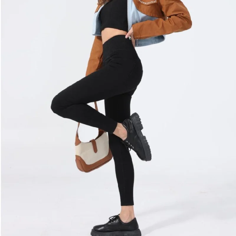 Personalized Street Style Personalized Street Style Women's Fashion Slimming Washed Denim Yoga Pants