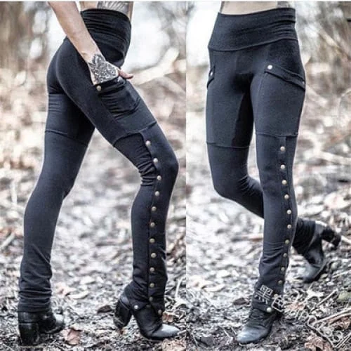 Romantic Exquisite Style Romantic Exquisite Style High Waist Side Split Snap Button Leggings Romantic Exquisite Style Romantic Exquisite Style High Waist Side Split Snap Button Leggings