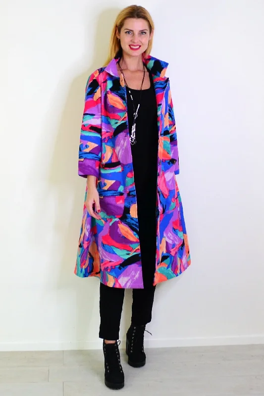 Elegant Feminine Style Elegant Feminine Style Long Multicolour Fleece Lined Jacket