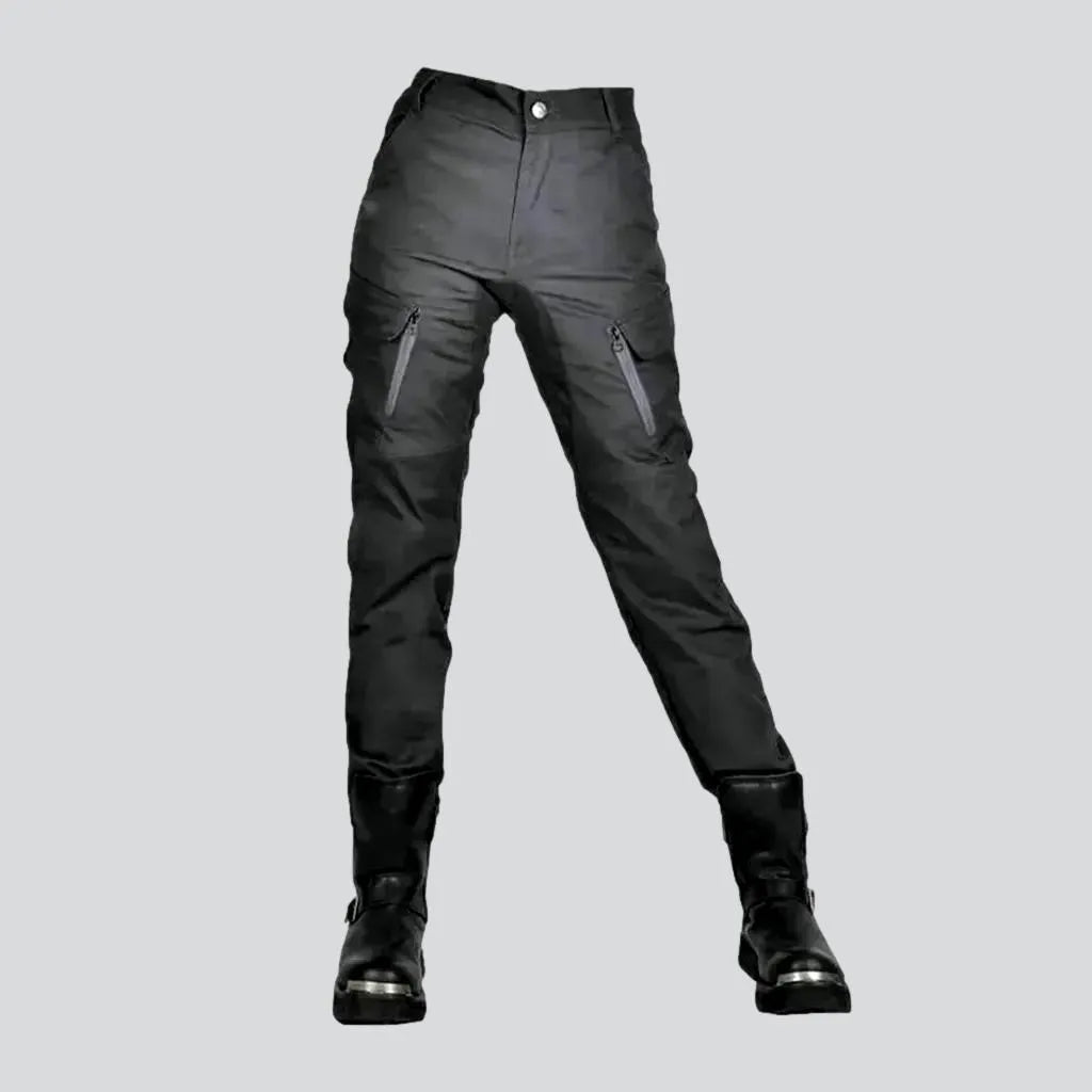 Casual And Relaxed Style Casual And Relaxed Style Protective grey biker denim pants