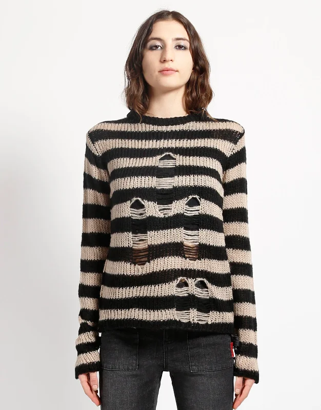 Retro Wear Trend Retro Wear Trend RAG STRIPE SWEATER IVORY