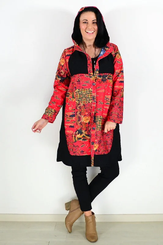 Personalized Layout Personalized Layout Red Oriental Long Corduroy Jacket