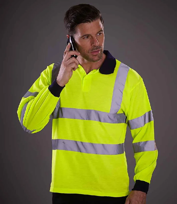 Casual Matching Style Casual Matching Style Yoko Hi-Vis Long Sleeve Polo Shirt | Yellow Casual Matching Style Casual Matching Style Yoko Hi-Vis Long Sleeve Polo Shirt | Yellow