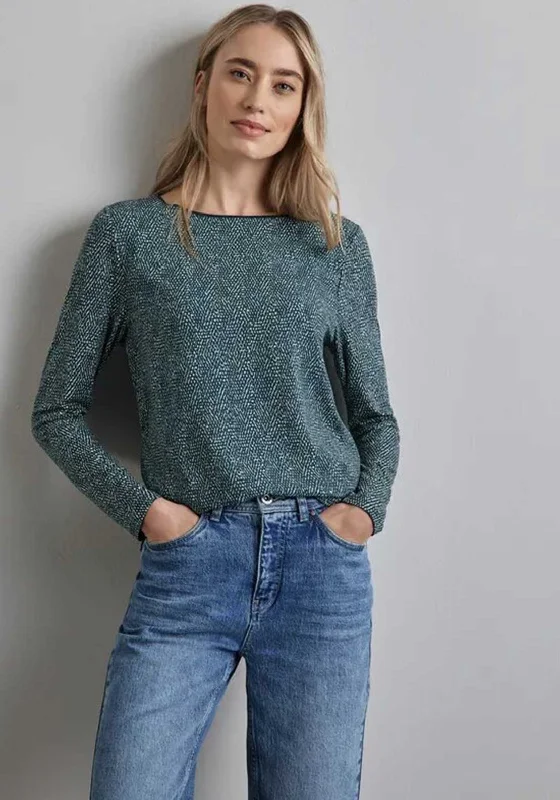 Casual Summer Style Casual Summer Style Street One Patterned Long Sleeve Top, Green