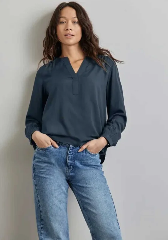 Line Style Line Style Street One V Neck Blouse, Dark Teal