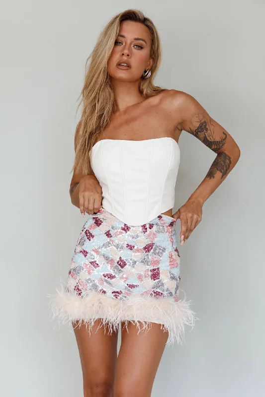Elegant And Luxurious Feeling Elegant And Luxurious Feeling Sunset Boulevard Sequin Feather Mini Skirt Multi Elegant And Luxurious Feeling Elegant And Luxurious Feeling Sunset Boulevard Sequin Feather Mini Skirt Multi