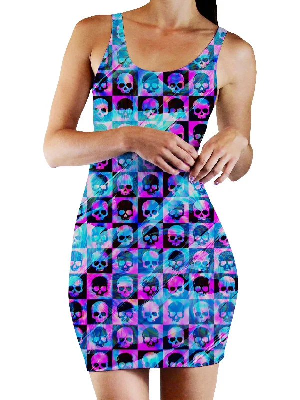 Elegant And Unique Charm Elegant And Unique Charm Skull Fam Blue Bodycon Mini Dress