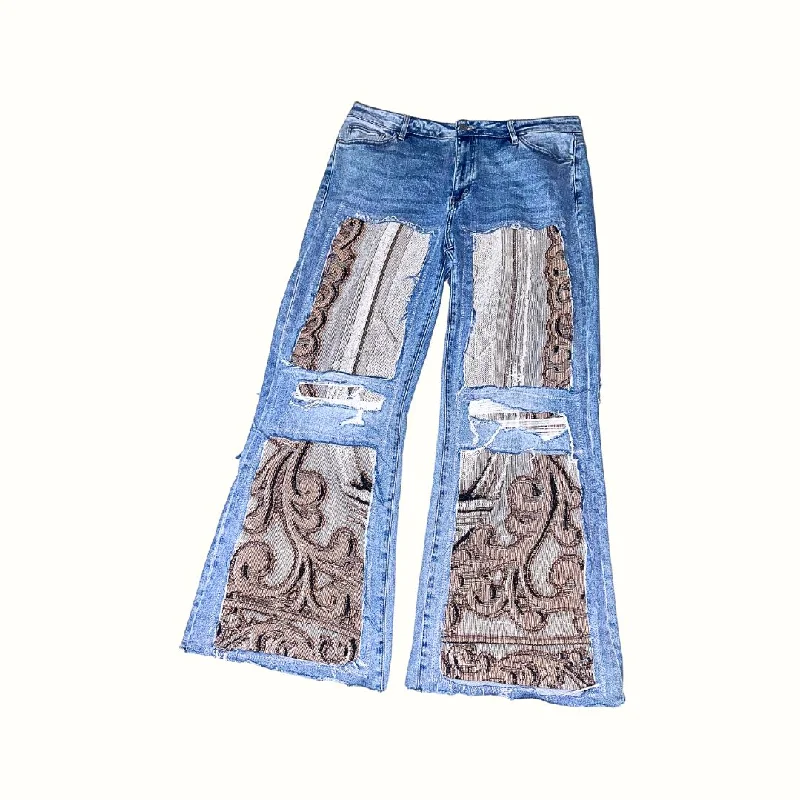 Unique Personality Unique Personality Swirl  & Line Tapestry Jeans 14W 50% OFF