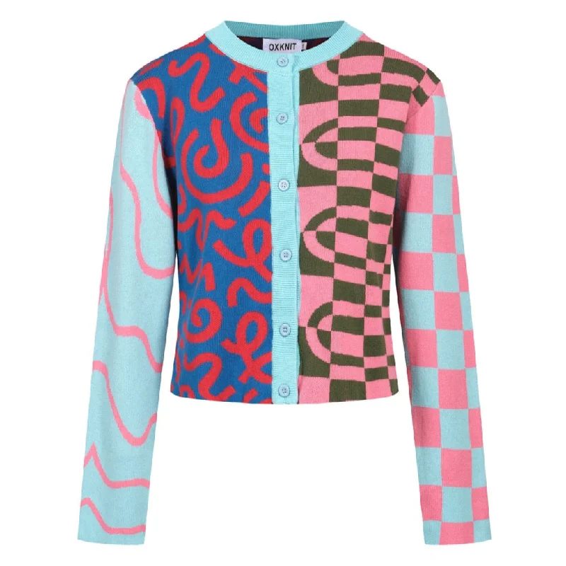 Cozy Wear Cozy Wear Women's multi-colored patterned art cardigan sweater