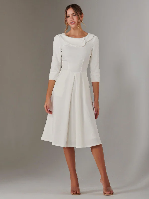 Casual And Relaxed Style Casual And Relaxed Style Sloan 3/4 Sleeve Midi Dress, Ivory