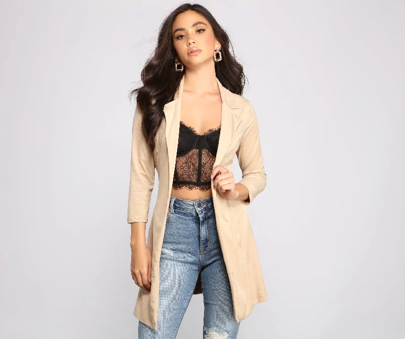 Elegant Feminine Style Elegant Feminine Style Another Level Faux Suede Blazer