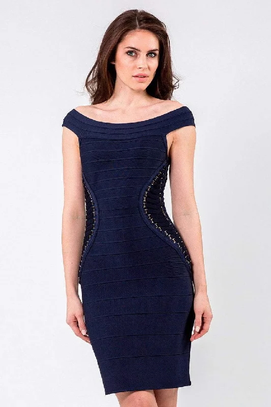 Simple Cotton Style Simple Cotton Style Terani Couture - Dashing Bandage Off-Shoulder Dress 1523C0322 Simple Cotton Style Simple Cotton Style Terani Couture - Dashing Bandage Off-Shoulder Dress 1523C0322