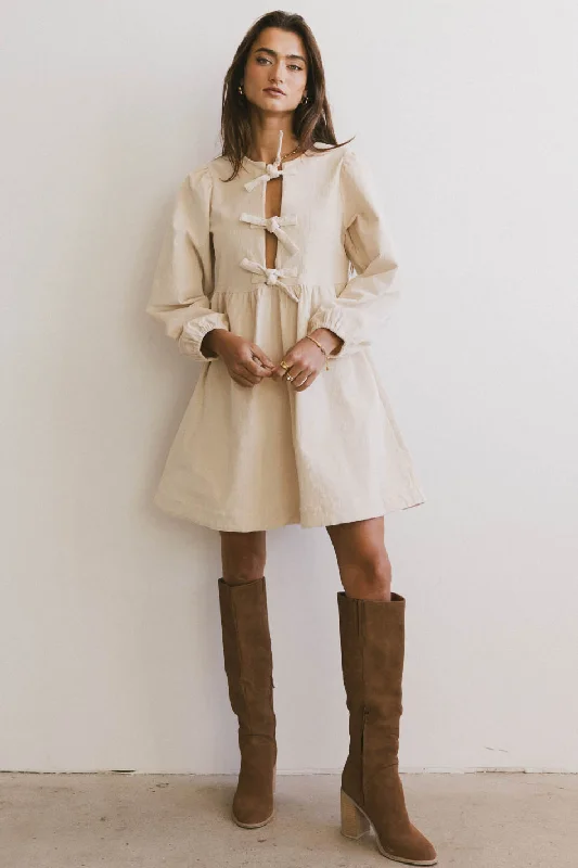 Simple Fashion Simple Fashion Tyler Peplum Mini Dress in Ivory Corduroy