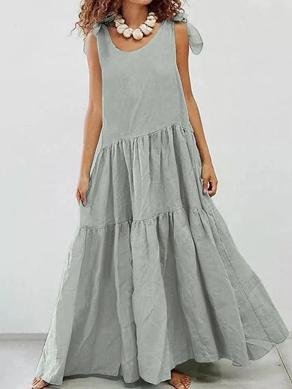 Trendy Clothing Trendy Clothing VibeMartini-Linen Cotton Large Swing Sleeveless Loose Casual Maxi Dress