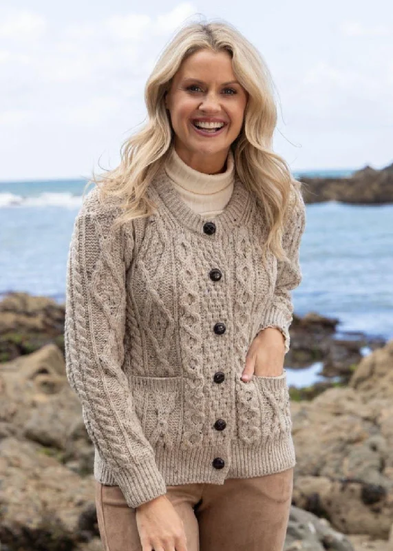 Romantic Tenderness Romantic Tenderness Inagh Ladies Aran Cardigan | Oatmeal