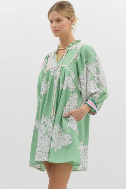 Casual Fashion Casual Fashion Zoe Floral Mini Dress in Mint