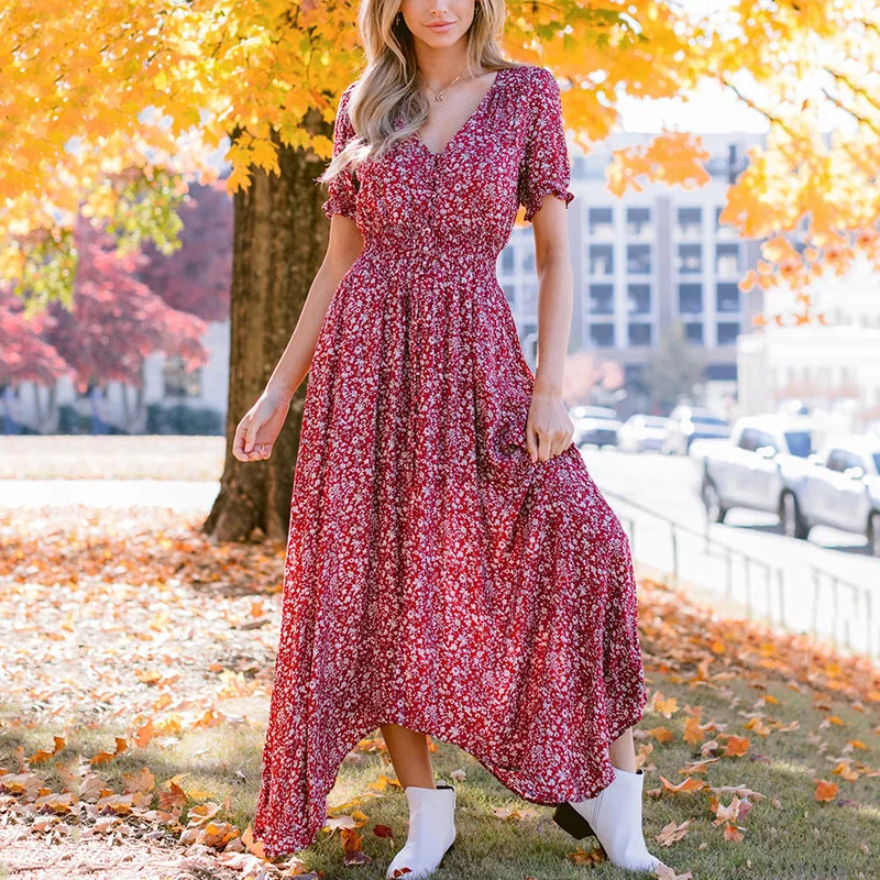 Elegant Temperament Elegant Temperament Dark Rose Shimmer Maxi Dress - FINAL SALE
