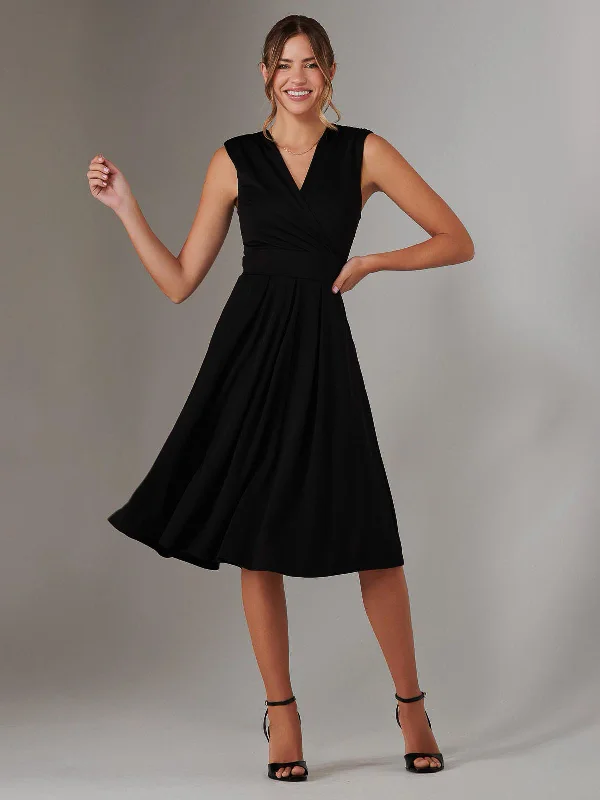 Chic Style Chic Style Plain Sleeveless Midi Dress, Black