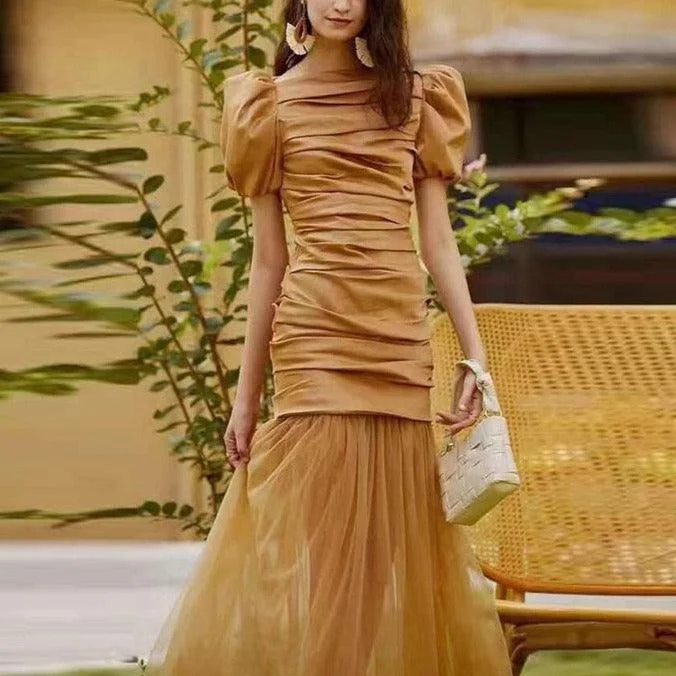 Romantic Fresh Style Romantic Fresh Style KittenAlarm - Hadley Mesh Hem Ruched Dress Romantic Fresh Style Romantic Fresh Style KittenAlarm - Hadley Mesh Hem Ruched Dress