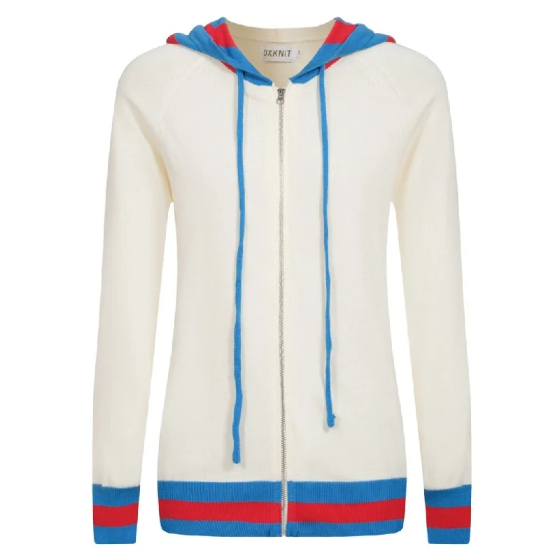 Elegant And Unique Charm Elegant And Unique Charm Women's white vintage knit hoodie cardigan Elegant And Unique Charm Elegant And Unique Charm Women's white vintage knit hoodie cardigan