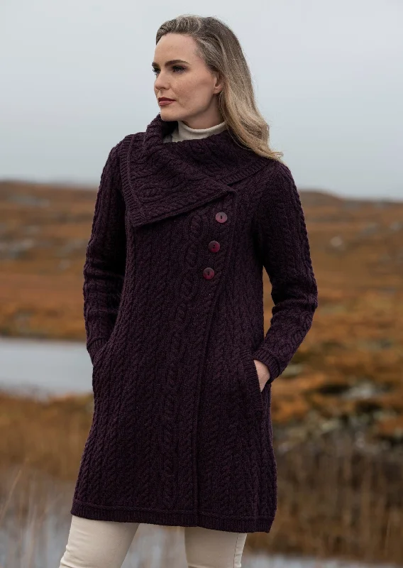 Personalized Layout Personalized Layout Aran Crafts Chunky Collar Coat | Plum