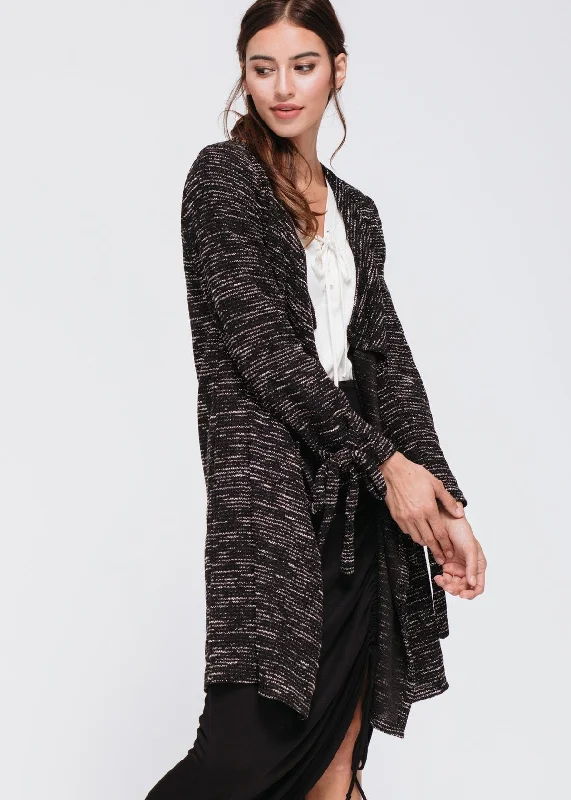 Elegant And Simple Elegant And Simple Flirty Bow Sleeves Loose Cardigan In Black