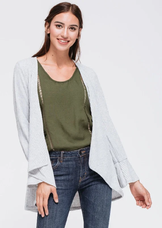 Casual Comfort Casual Comfort Women's Open Front Ruffle Sleeve Cardigan