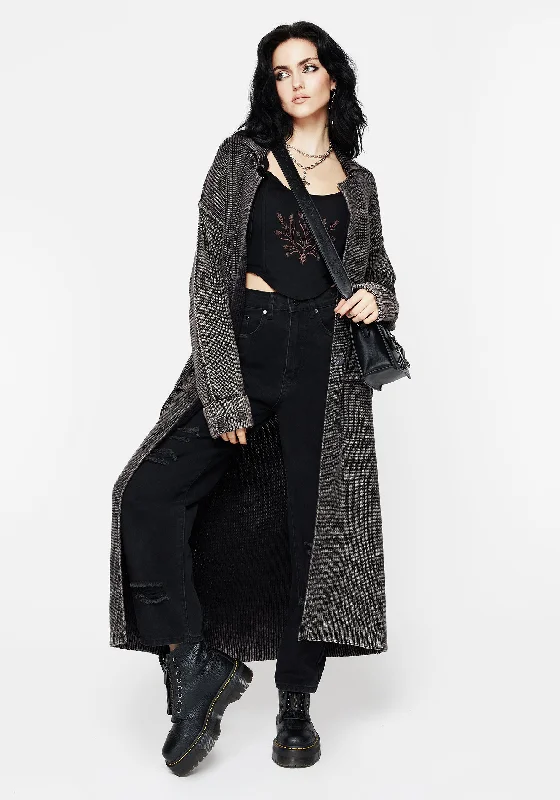 Romantic Retro Style Romantic Retro Style Allison Distressed Knit Longline Cardigan