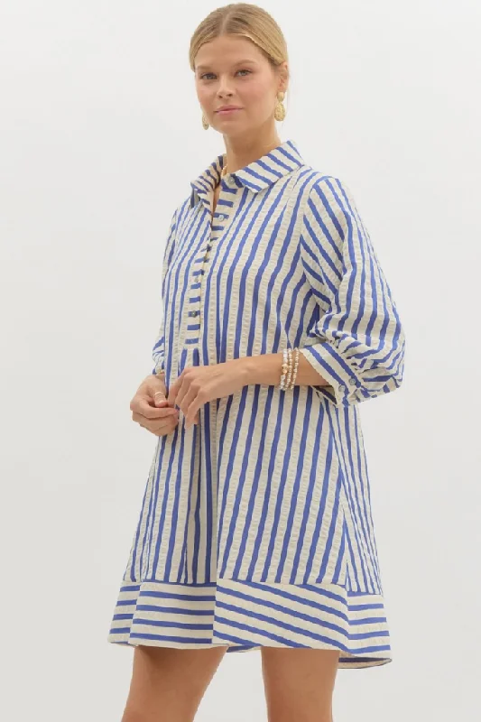 Unique Personality Unique Personality Lucie Stripe Shirt Dress