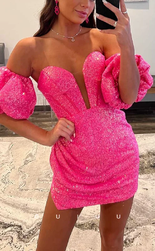 Elegant And Intellectual Style Elegant And Intellectual Style GH568 - Sexy Sheath Plunging Illusion Off-Shoulder Seqiuns Open Back Homecoming Dress Elegant And Intellectual Style Elegant And Intellectual Style GH568 - Sexy Sheath Plunging Illusion Off-Shoulder Seqiuns Open Back Homecoming Dress