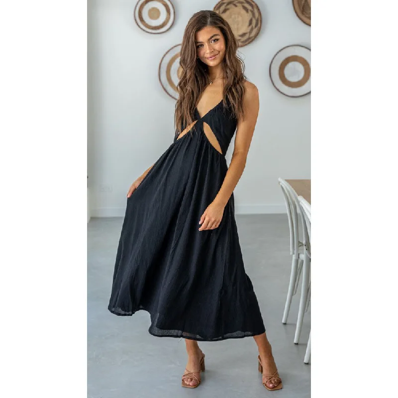 Casual Light Style Casual Light Style Veronique Cotton Blend Cutout Maxi Dress - Black - FINAL SALE Casual Light Style Casual Light Style Veronique Cotton Blend Cutout Maxi Dress - Black - FINAL SALE
