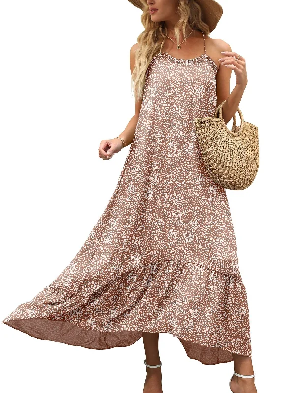 Elegant Interpretation Design Elegant Interpretation Design Conch Printed High Low Ruffle Maxi Dress Elegant Interpretation Design Elegant Interpretation Design Conch Printed High Low Ruffle Maxi Dress