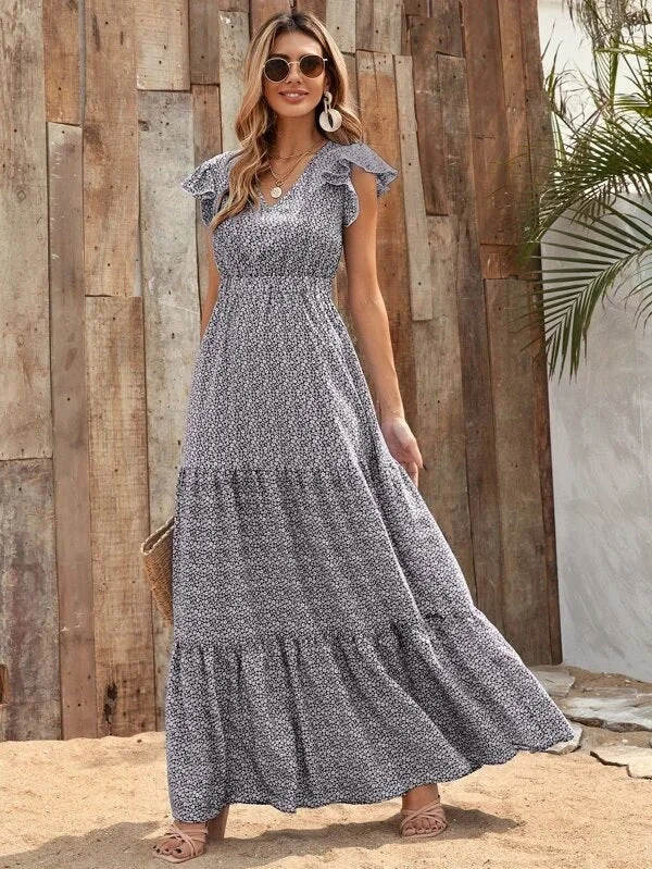 Rock Street Items Rock Street Items Tassajara Striped Ruffle Maxi Dress