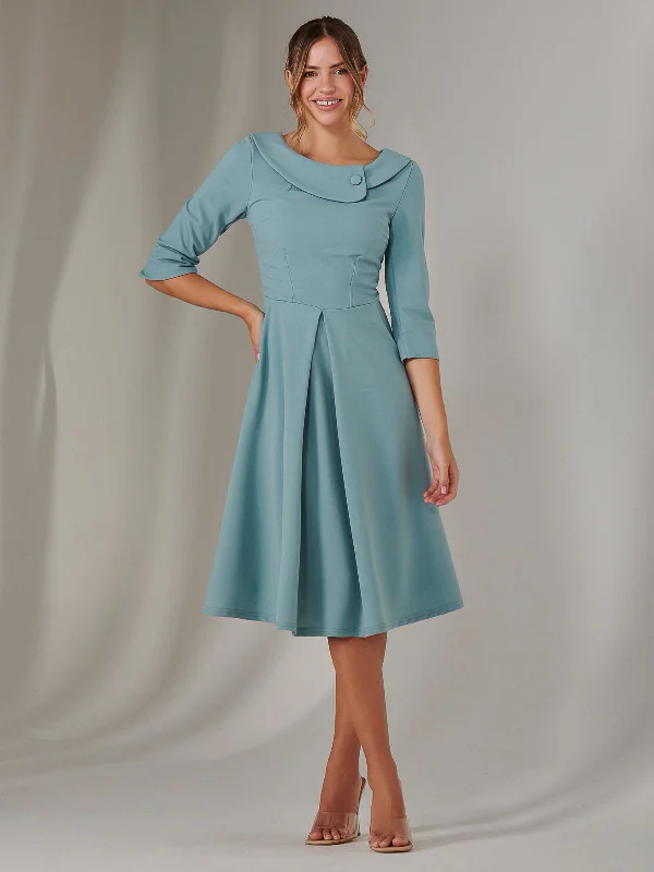 Simple And Color Simple And Color Sloan 3/4 Sleeve Midi Dress, Duck Egg Blue