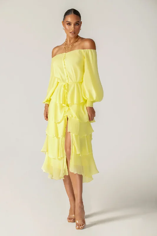 Simple Fashion Simple Fashion Dorra Floral Chiffon Dress (Yellow)