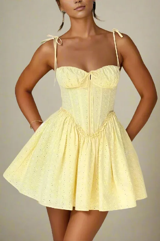Elegant Wool Coat Elegant Wool Coat Indiana Bodycon Mini Dress - Sun Yellow