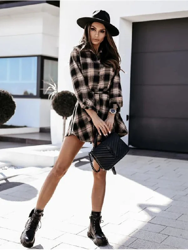 Distinctive Personality Distinctive Personality Leavenworth Cotton Pocketed Plaid Shirt Dress Distinctive Personality Distinctive Personality Leavenworth Cotton Pocketed Plaid Shirt Dress