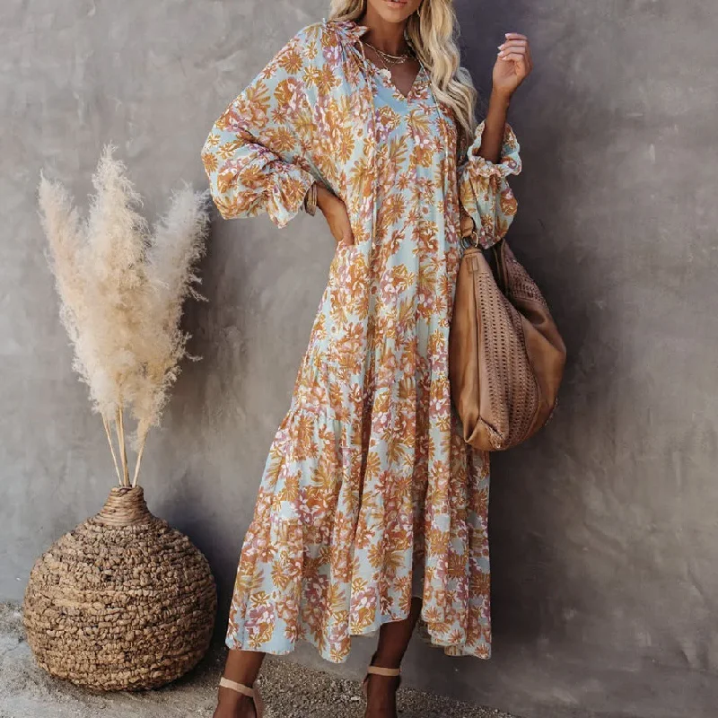 Simple Casual Feeling Simple Casual Feeling Tricks Snake Print Boho Maxi Dress