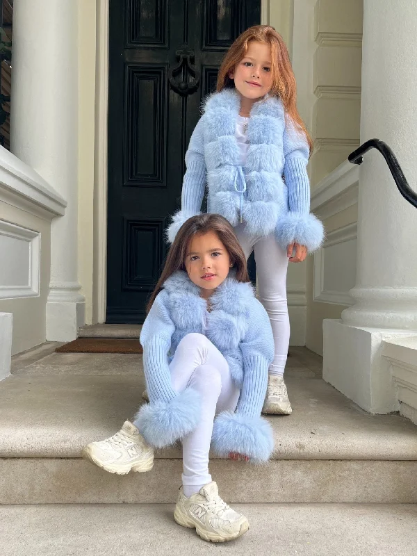 Romantic Lightness Romantic Lightness Childrens Baby Blue Premium Faux Fur Cardigan