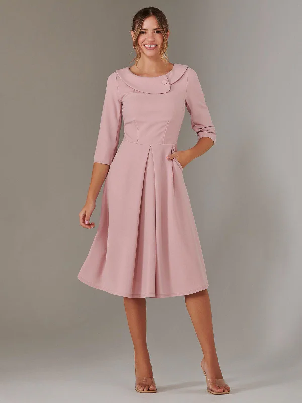 Simple And Comfortable Style Simple And Comfortable Style Sloan 3/4 Sleeve Midi Dress, Dusty Pink Simple And Comfortable Style Simple And Comfortable Style Sloan 3/4 Sleeve Midi Dress, Dusty Pink