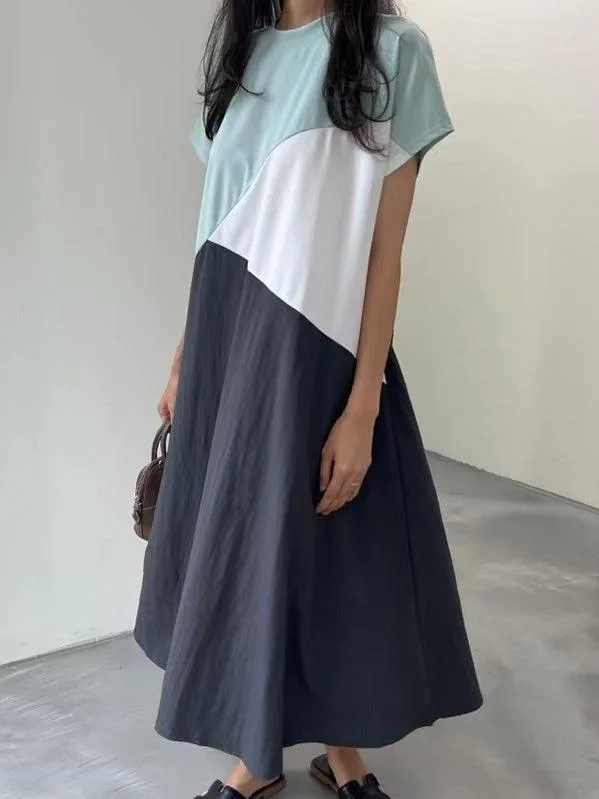 Rock Street Items Rock Street Items VibeMartini-Contrast Paneled Loose-Fitting Casual Dress