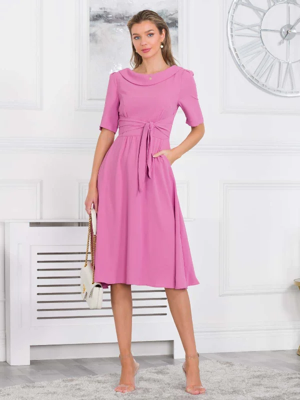 Personalized Denim Style Personalized Denim Style Jolie Moi Gemma Belted Midi Dress, Pink Personalized Denim Style Personalized Denim Style Jolie Moi Gemma Belted Midi Dress, Pink