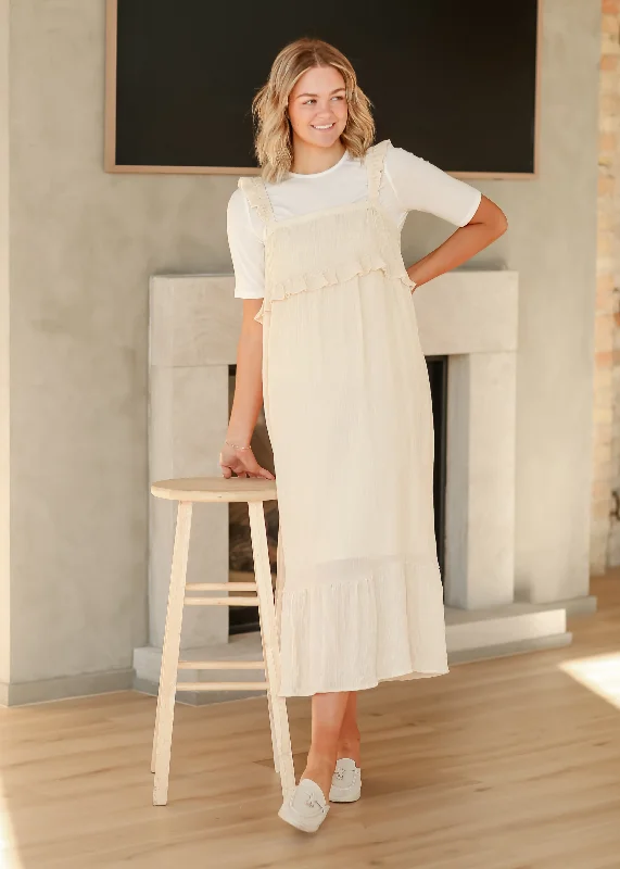 Simple Design Sense Simple Design Sense Ruffle Trim Sleeveless Midi Dress