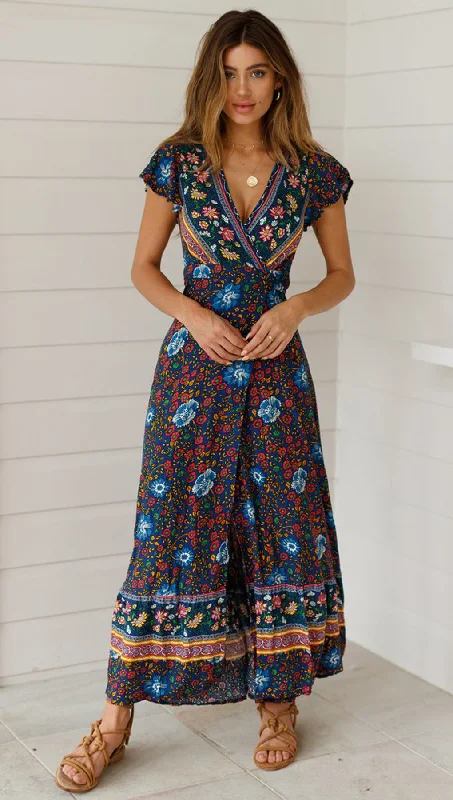 Simple Design Skirt Simple Design Skirt Tribute Printed Wrap Maxi Dress