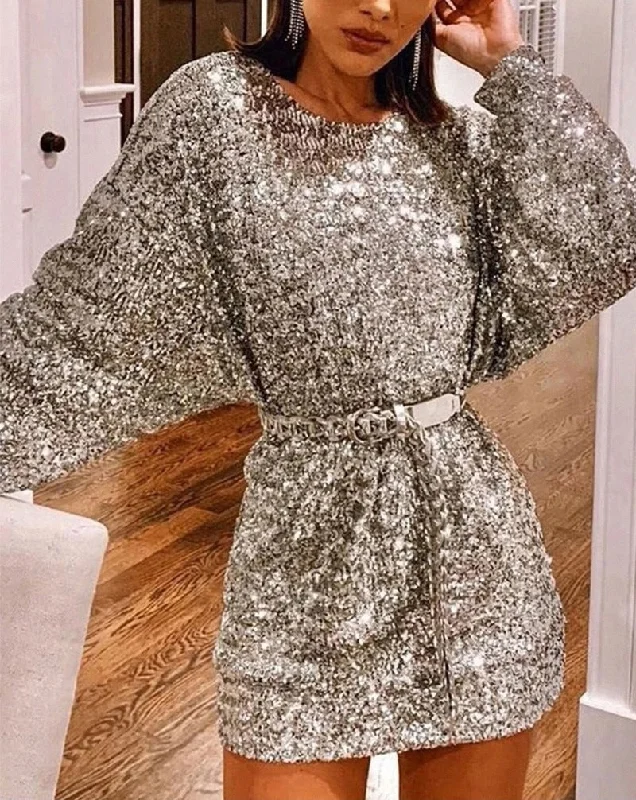 Personalized Graphic Design Personalized Graphic Design Leora Sequin Mini Dress