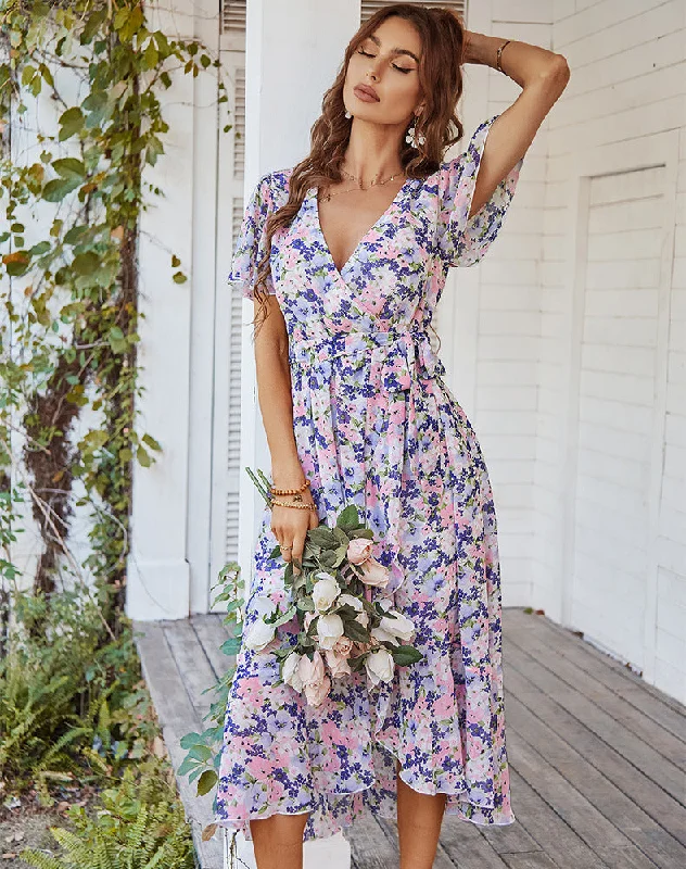 Simple Fresh Feeling Simple Fresh Feeling There She Goes Floral Ruffle Maxi Dress