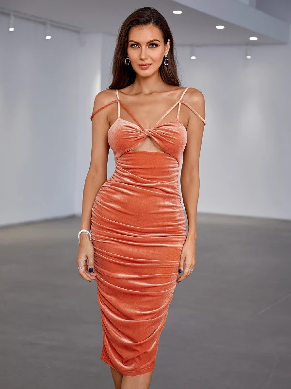 Casual Fashion Casual Fashion KittenAlarm - Twist Bust Peekaboo Ruched Velvet Bodycon Dress Casual Fashion Casual Fashion KittenAlarm - Twist Bust Peekaboo Ruched Velvet Bodycon Dress
