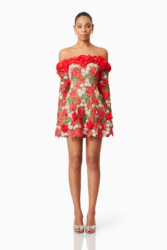 Simple Classic Style Simple Classic Style Roselyn Long Sleeve Dress In Red