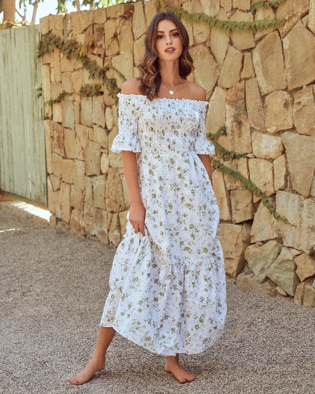Elegant Slim Skirt Elegant Slim Skirt Dasha Cotton Floral Off The Shoulder Maxi Dress - Sage - FINAL SALE Elegant Slim Skirt Elegant Slim Skirt Dasha Cotton Floral Off The Shoulder Maxi Dress - Sage - FINAL SALE