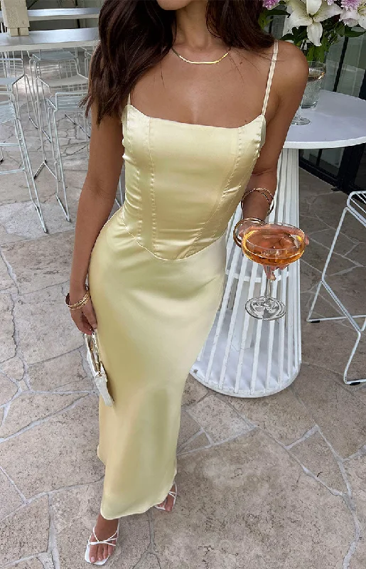 Casual Shopping Casual Shopping Heartbeat Yellow Maxi Dress